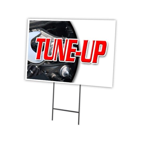 Tune-up Yard Sign & Stake outdoor plastic coroplast window, C-1824 Tune-Up